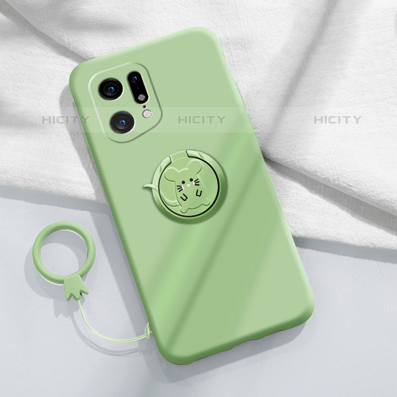 Funda Silicona Carcasa Ultrafina Goma con Magnetico Anillo de dedo Soporte S03 para Oppo Find X5 Pro 5G