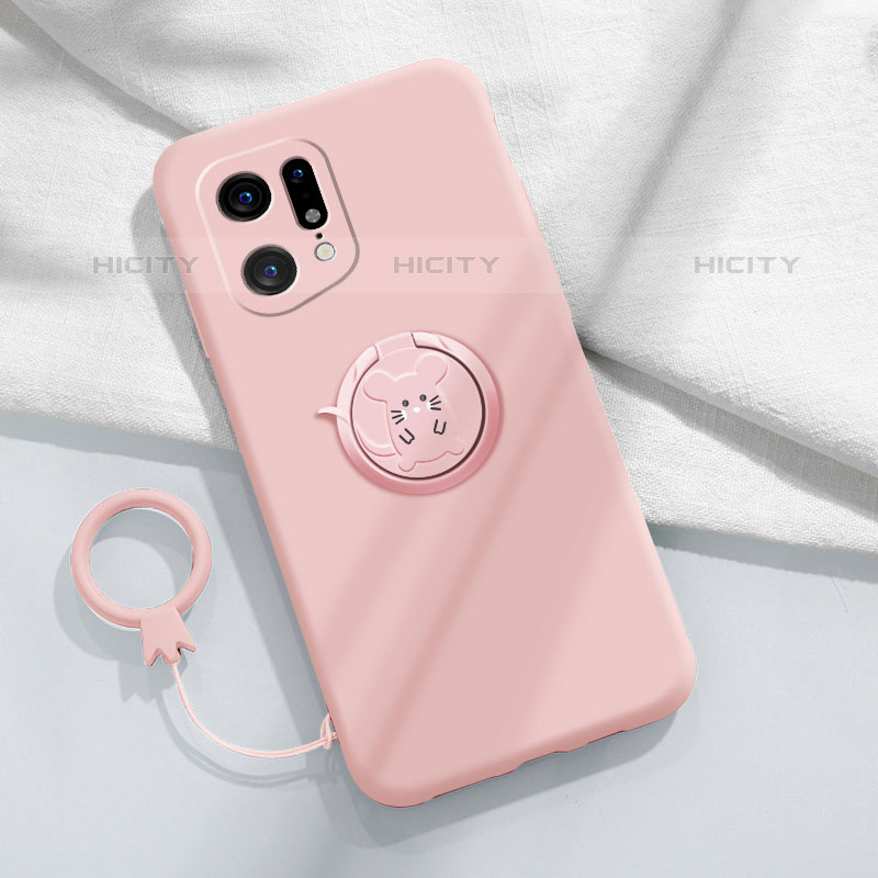 Funda Silicona Carcasa Ultrafina Goma con Magnetico Anillo de dedo Soporte S03 para Oppo Find X5 Pro 5G