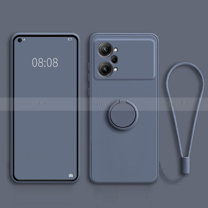 Funda Silicona Carcasa Ultrafina Goma con Magnetico Anillo de dedo Soporte S03 para Oppo K10 Pro 5G Gris Lavanda