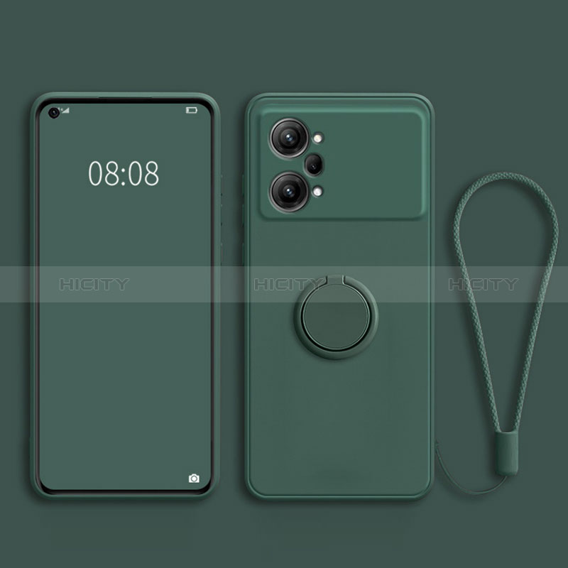 Funda Silicona Carcasa Ultrafina Goma con Magnetico Anillo de dedo Soporte S03 para Oppo K10 Pro 5G Verde Noche