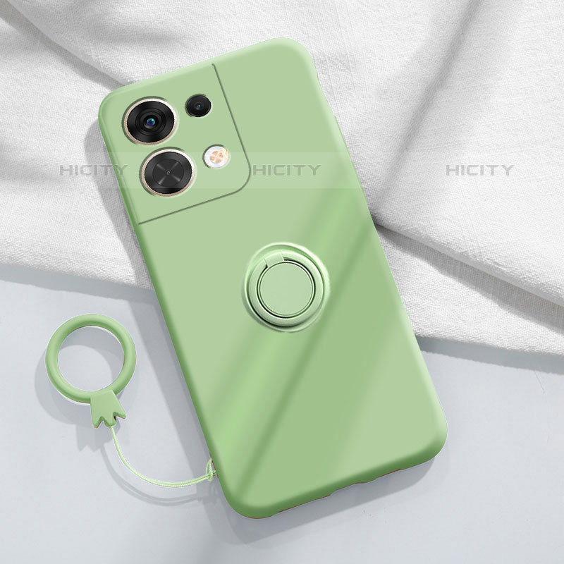 Funda Silicona Carcasa Ultrafina Goma con Magnetico Anillo de dedo Soporte S03 para Oppo Reno8 5G Verde