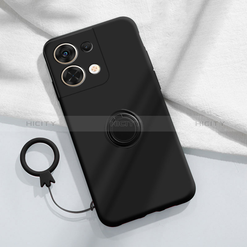 Funda Silicona Carcasa Ultrafina Goma con Magnetico Anillo de dedo Soporte S03 para Oppo Reno9 Pro+ Plus 5G