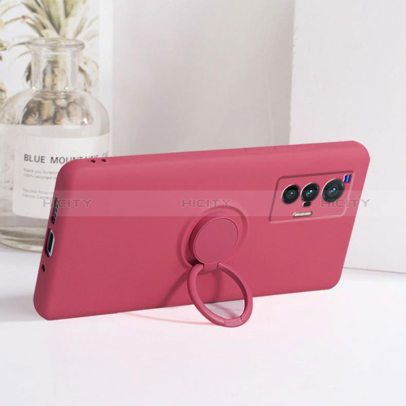 Funda Silicona Carcasa Ultrafina Goma con Magnetico Anillo de dedo Soporte S03 para Vivo X70t