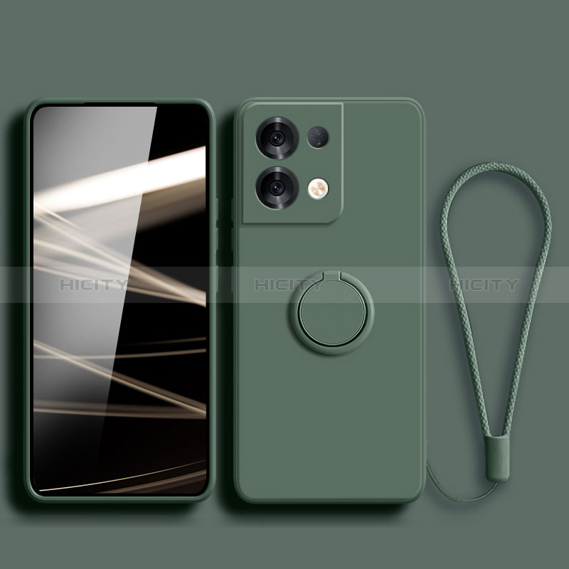 Funda Silicona Carcasa Ultrafina Goma con Magnetico Anillo de dedo Soporte S03 para Xiaomi Redmi Note 13 5G Verde Noche