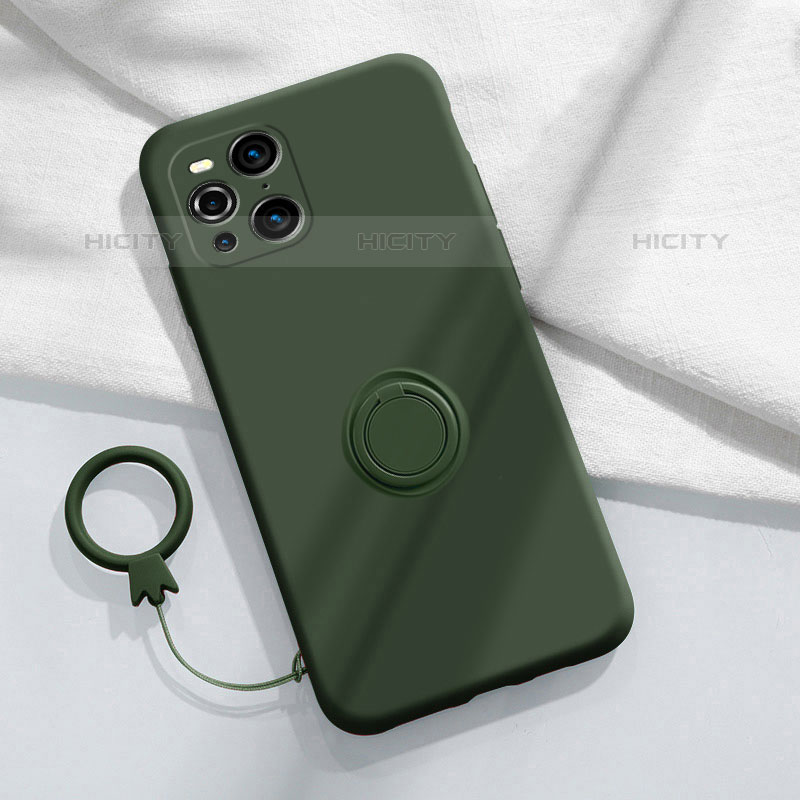 Funda Silicona Carcasa Ultrafina Goma con Magnetico Anillo de dedo Soporte S04 para Oppo Find X3 Pro 5G