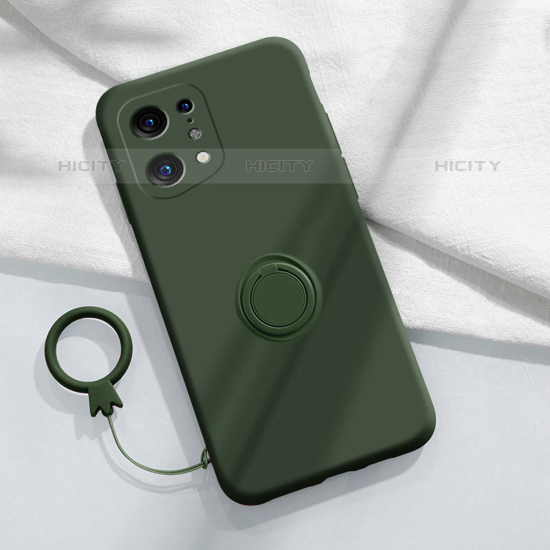 Funda Silicona Carcasa Ultrafina Goma con Magnetico Anillo de dedo Soporte S04 para Oppo Find X5 Pro 5G