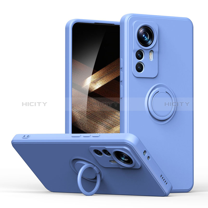 Funda Silicona Carcasa Ultrafina Goma con Magnetico Anillo de dedo Soporte S05 para Xiaomi Redmi Note 12S Gris Lavanda