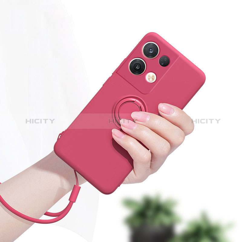 Funda Silicona Carcasa Ultrafina Goma con Magnetico Anillo de dedo Soporte S06 para Xiaomi Redmi Note 13 5G