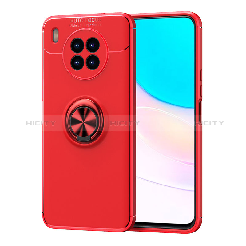 Funda Silicona Carcasa Ultrafina Goma con Magnetico Anillo de dedo Soporte SD1 para Huawei Honor 50 Lite Rojo