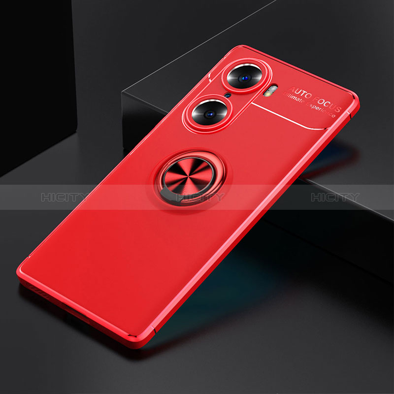 Funda Silicona Carcasa Ultrafina Goma con Magnetico Anillo de dedo Soporte SD1 para Huawei Honor 60 5G Rojo