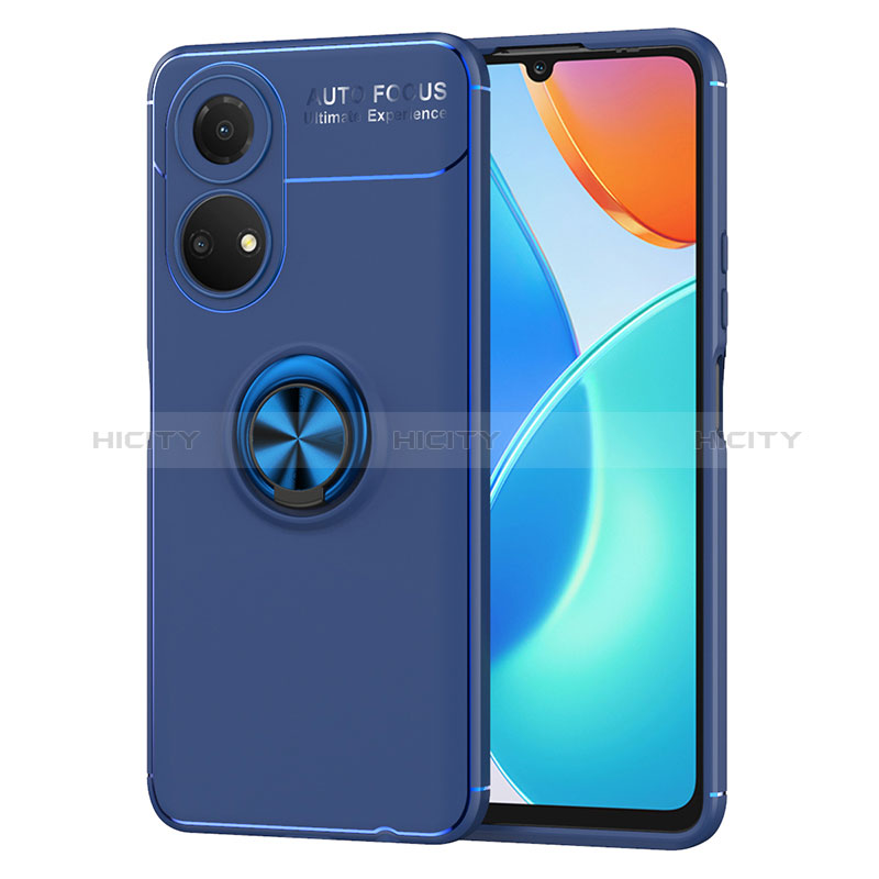 Funda Silicona Carcasa Ultrafina Goma con Magnetico Anillo de dedo Soporte SD1 para Huawei Honor X7 Azul