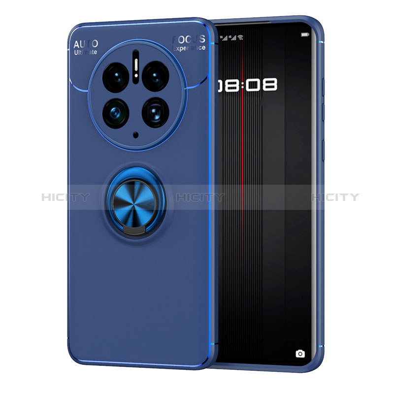 Funda Silicona Carcasa Ultrafina Goma con Magnetico Anillo de dedo Soporte SD1 para Huawei Mate 50 Pro Azul