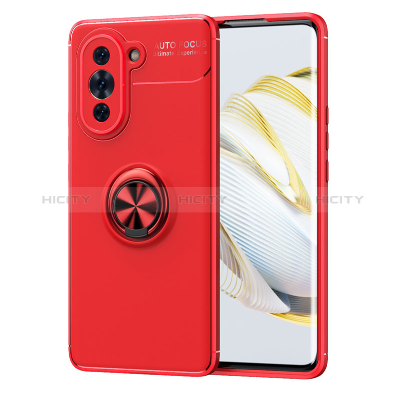 Funda Silicona Carcasa Ultrafina Goma con Magnetico Anillo de dedo Soporte SD1 para Huawei Nova 10 Pro Rojo