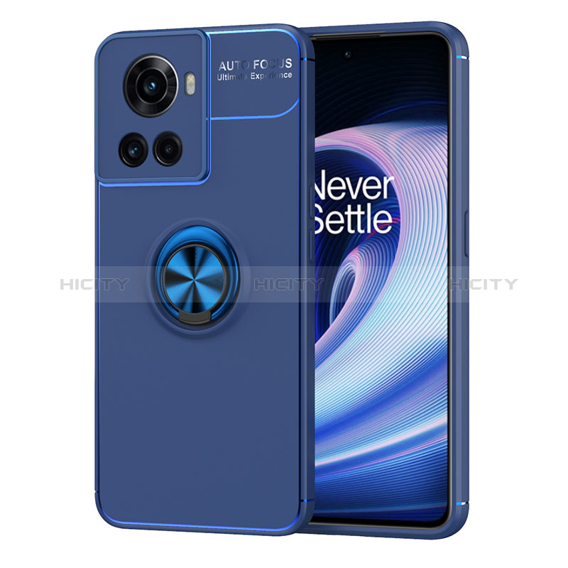 Funda Silicona Carcasa Ultrafina Goma con Magnetico Anillo de dedo Soporte SD1 para OnePlus 10R 5G Azul