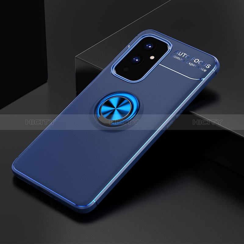 Funda Silicona Carcasa Ultrafina Goma con Magnetico Anillo de dedo Soporte SD1 para OnePlus 9 5G Azul