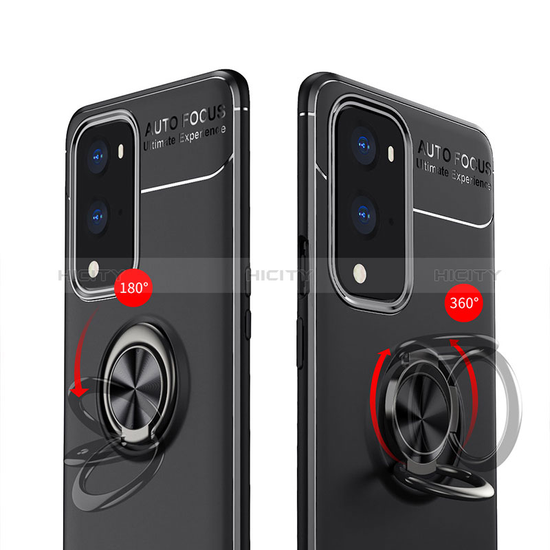 Funda Silicona Carcasa Ultrafina Goma con Magnetico Anillo de dedo Soporte SD1 para OnePlus 9 Pro 5G