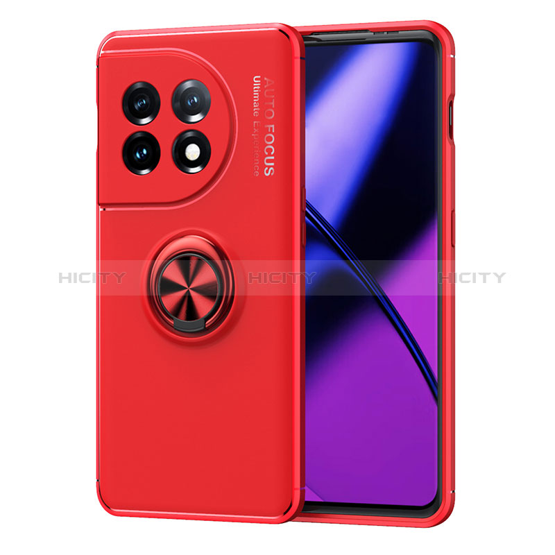 Funda Silicona Carcasa Ultrafina Goma con Magnetico Anillo de dedo Soporte SD1 para OnePlus Ace 2 5G Rojo