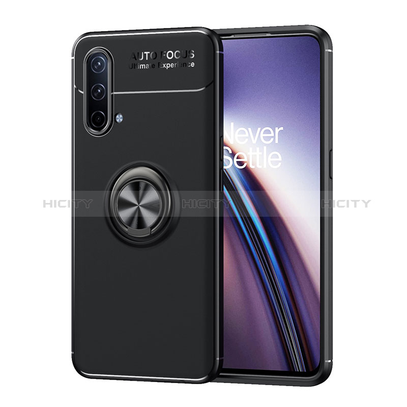 Funda Silicona Carcasa Ultrafina Goma con Magnetico Anillo de dedo Soporte SD1 para OnePlus Nord CE 5G Negro