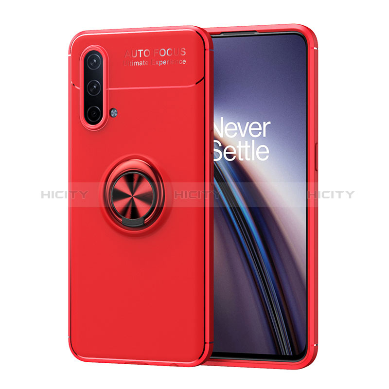 Funda Silicona Carcasa Ultrafina Goma con Magnetico Anillo de dedo Soporte SD1 para OnePlus Nord CE 5G Rojo