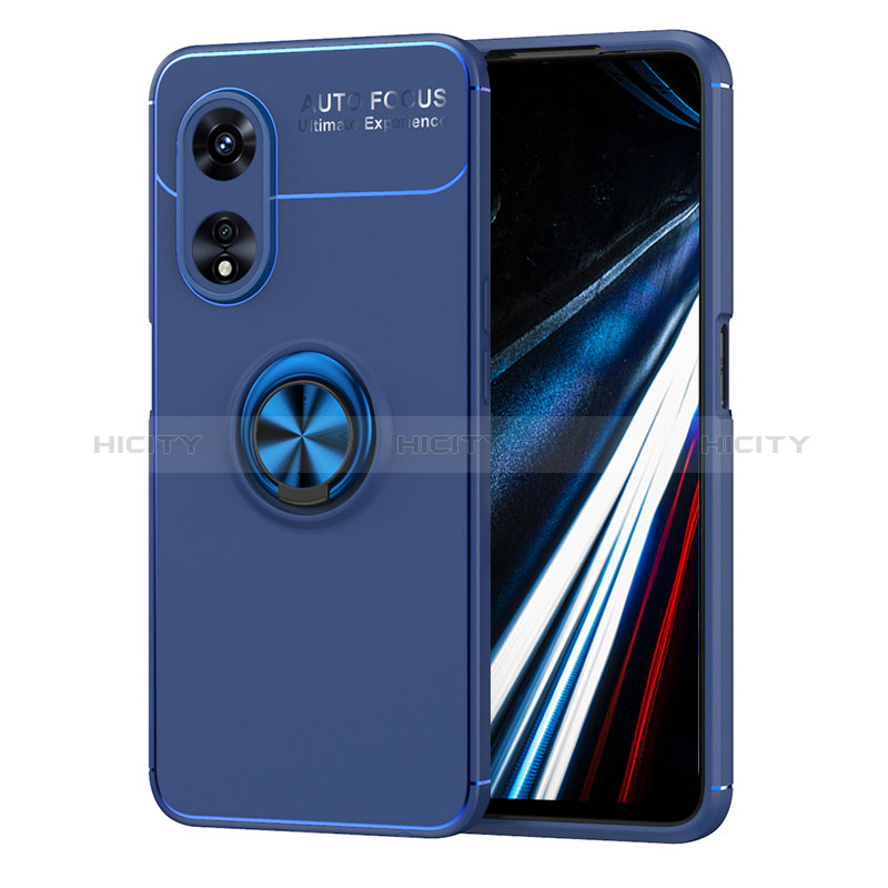 Funda Silicona Carcasa Ultrafina Goma con Magnetico Anillo de dedo Soporte SD1 para Oppo A18 Azul