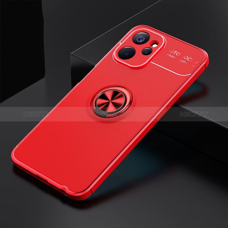 Funda Silicona Carcasa Ultrafina Goma con Magnetico Anillo de dedo Soporte SD1 para Realme 10 5G Rojo