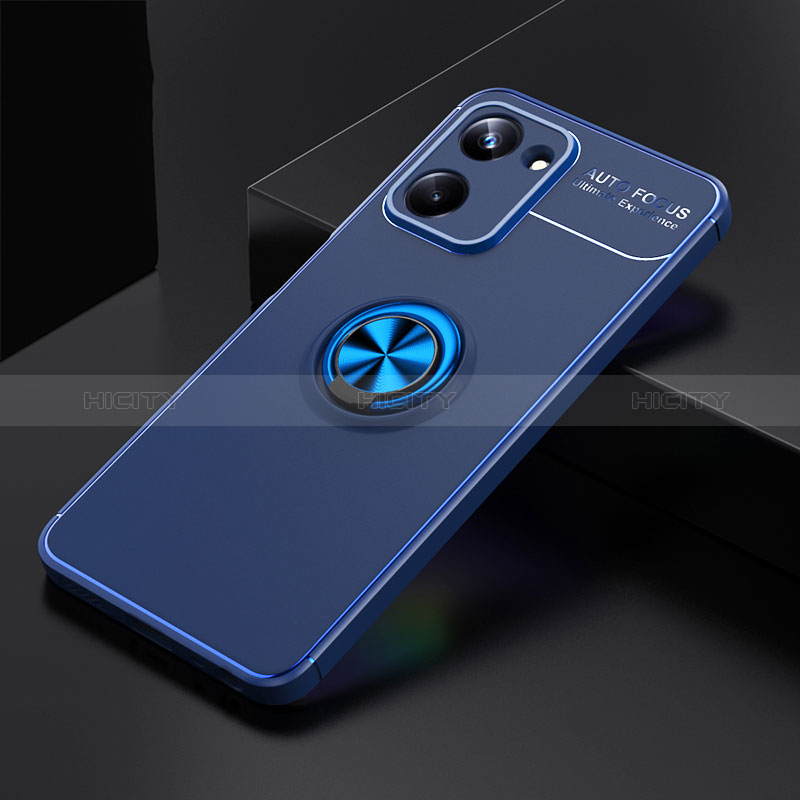 Funda Silicona Carcasa Ultrafina Goma con Magnetico Anillo de dedo Soporte SD1 para Realme 10 Pro 5G Azul