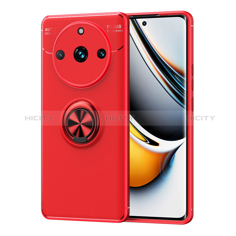 Funda Silicona Carcasa Ultrafina Goma con Magnetico Anillo de dedo Soporte SD1 para Realme 11 Pro 5G Rojo