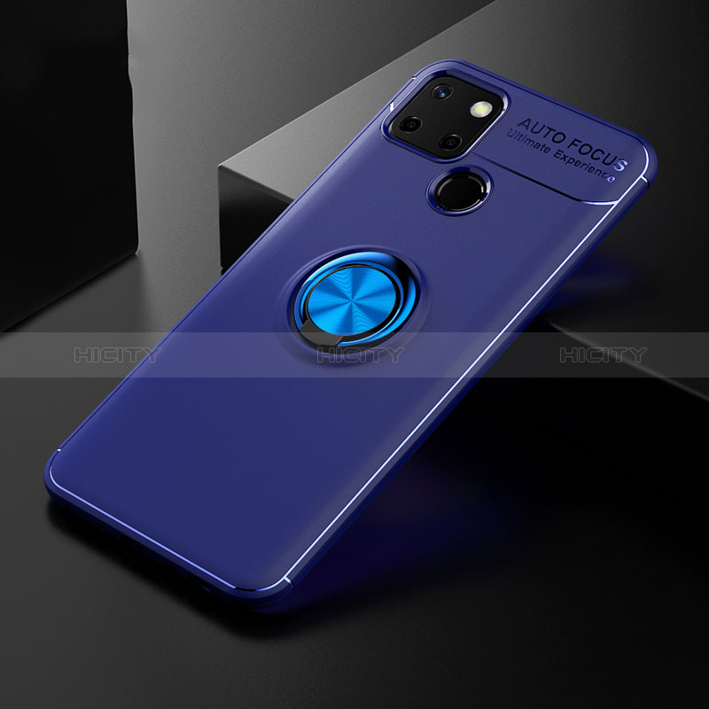 Funda Silicona Carcasa Ultrafina Goma con Magnetico Anillo de dedo Soporte SD1 para Realme 7i RMX2193 Azul