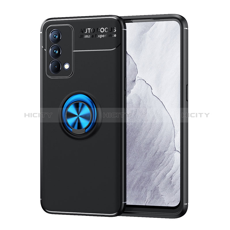 Funda Silicona Carcasa Ultrafina Goma con Magnetico Anillo de dedo Soporte SD1 para Realme GT Master 5G Azul y Negro