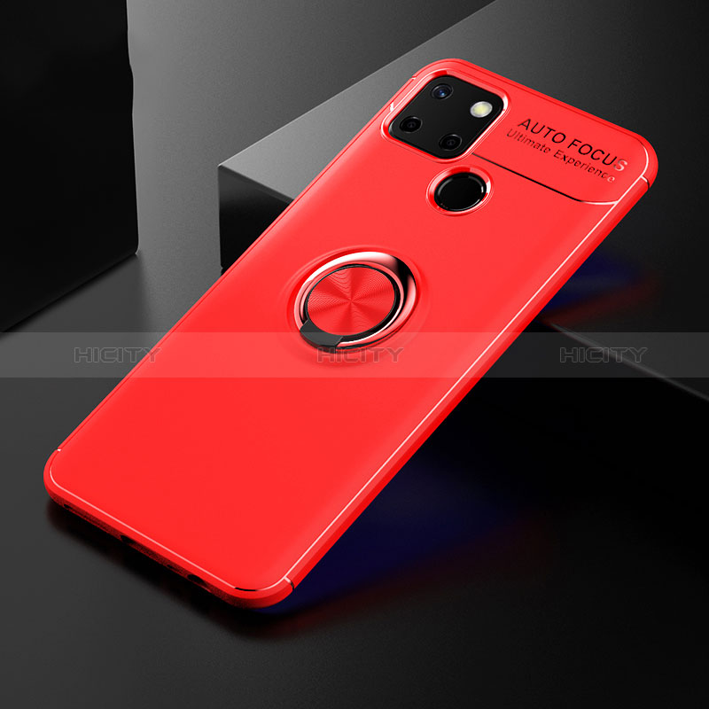 Funda Silicona Carcasa Ultrafina Goma con Magnetico Anillo de dedo Soporte SD1 para Realme Narzo 20 Rojo