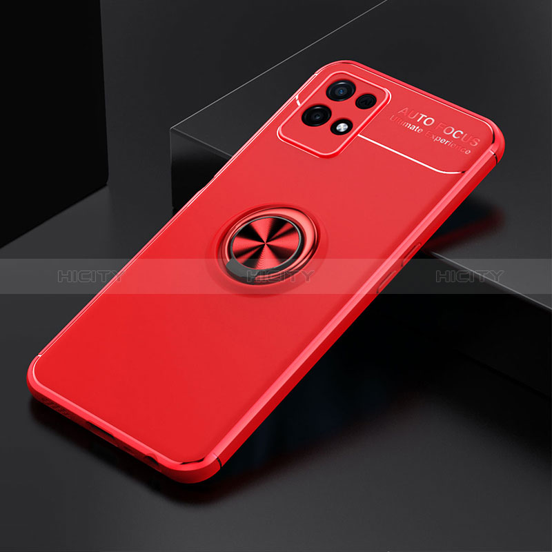 Funda Silicona Carcasa Ultrafina Goma con Magnetico Anillo de dedo Soporte SD1 para Realme Narzo 50 4G Rojo