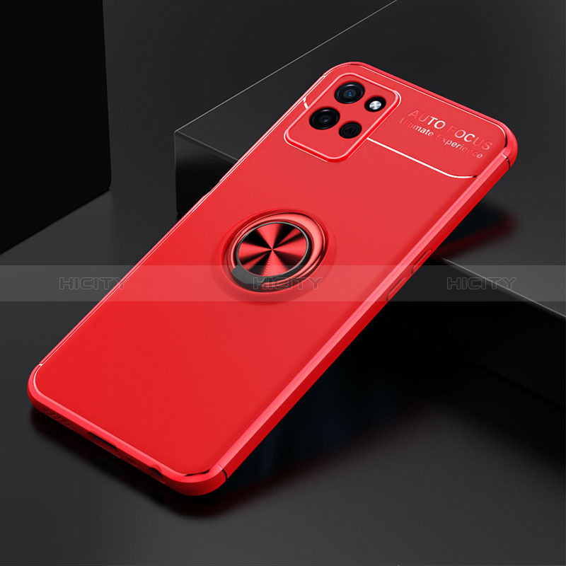 Funda Silicona Carcasa Ultrafina Goma con Magnetico Anillo de dedo Soporte SD1 para Realme V11 5G Rojo