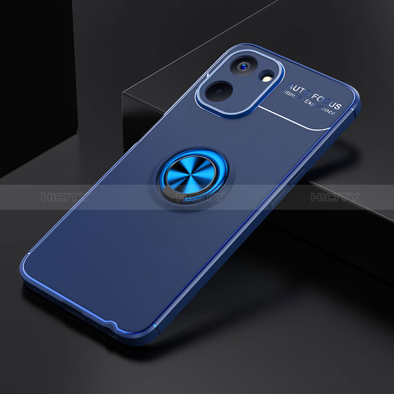 Funda Silicona Carcasa Ultrafina Goma con Magnetico Anillo de dedo Soporte SD1 para Realme V20 5G Azul