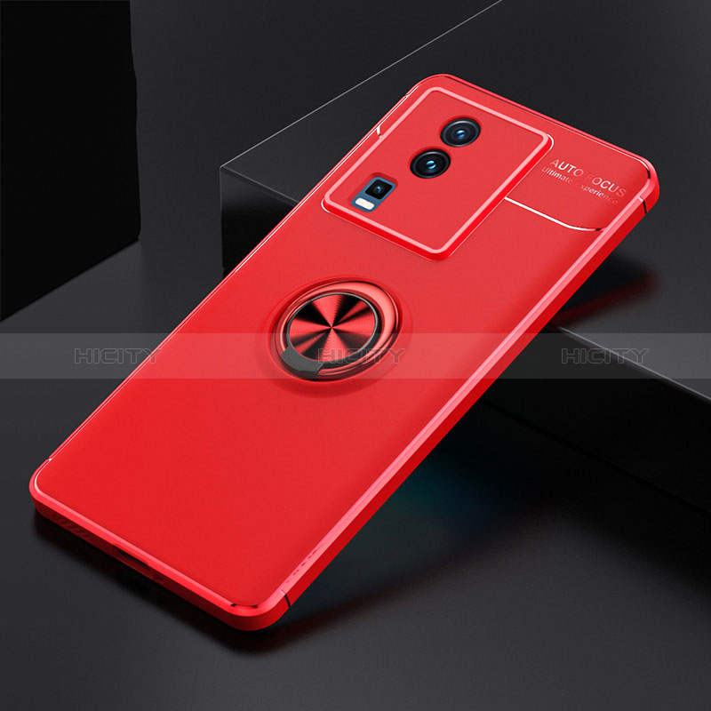 Funda Silicona Carcasa Ultrafina Goma con Magnetico Anillo de dedo Soporte SD1 para Vivo iQOO Neo7 5G Rojo