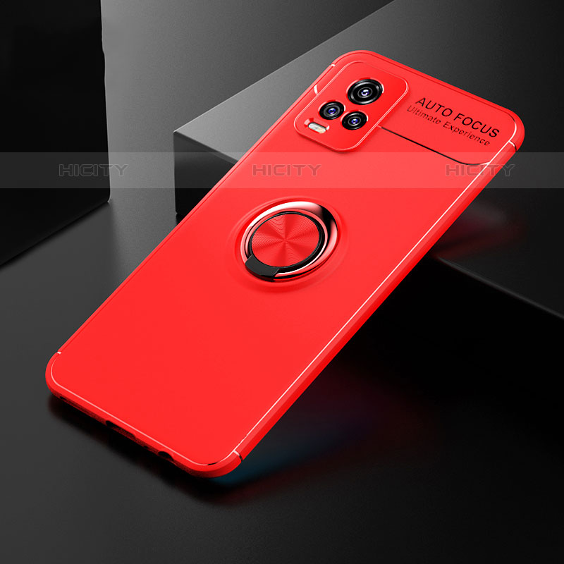 Funda Silicona Carcasa Ultrafina Goma con Magnetico Anillo de dedo Soporte SD1 para Vivo V20 (2021) Rojo