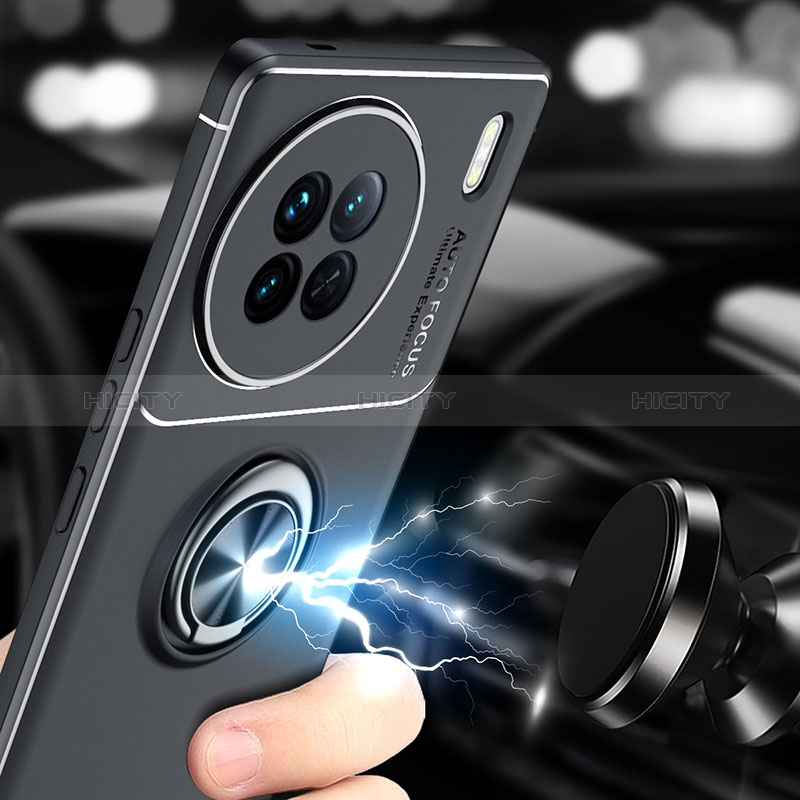 Funda Silicona Carcasa Ultrafina Goma con Magnetico Anillo de dedo Soporte SD1 para Vivo X90 5G