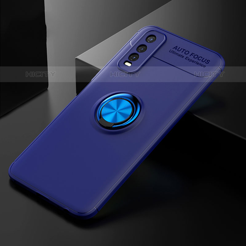 Funda Silicona Carcasa Ultrafina Goma con Magnetico Anillo de dedo Soporte SD1 para Vivo Y50t Azul