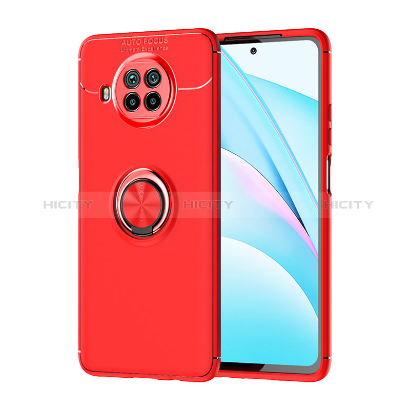 Funda Silicona Carcasa Ultrafina Goma con Magnetico Anillo de dedo Soporte SD1 para Xiaomi Mi 10i 5G Rojo