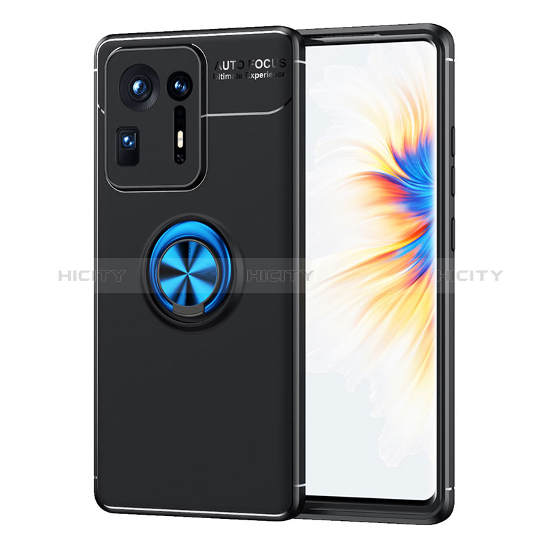 Funda Silicona Carcasa Ultrafina Goma con Magnetico Anillo de dedo Soporte SD1 para Xiaomi Mi Mix 4 5G Azul y Negro