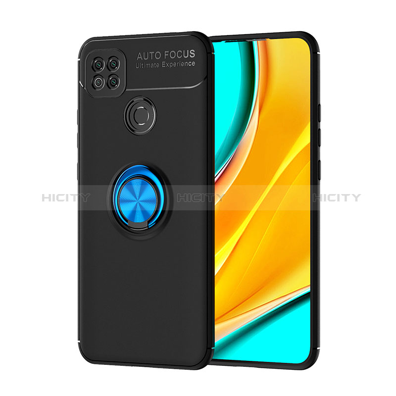 Funda Silicona Carcasa Ultrafina Goma con Magnetico Anillo de dedo Soporte SD1 para Xiaomi POCO C31 Azul y Negro