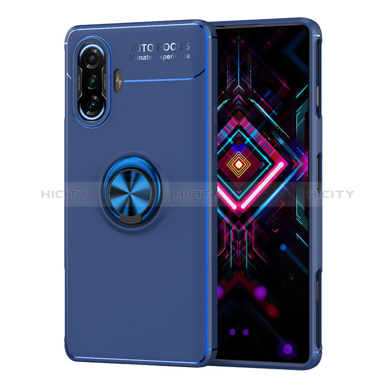 Funda Silicona Carcasa Ultrafina Goma con Magnetico Anillo de dedo Soporte SD1 para Xiaomi Poco F3 GT 5G Azul