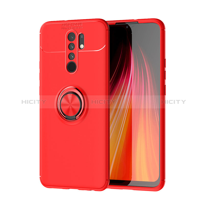 Funda Silicona Carcasa Ultrafina Goma con Magnetico Anillo de dedo Soporte SD1 para Xiaomi Poco M2 Rojo