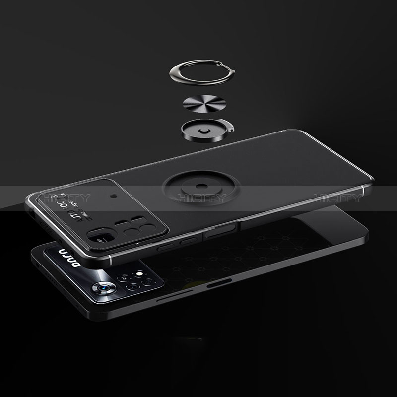 Funda Silicona Carcasa Ultrafina Goma con Magnetico Anillo de dedo Soporte SD1 para Xiaomi Poco X4 Pro 5G
