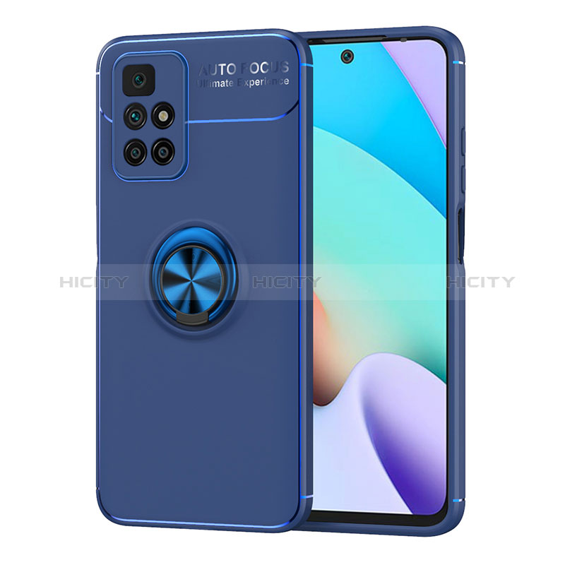 Funda Silicona Carcasa Ultrafina Goma con Magnetico Anillo de dedo Soporte SD1 para Xiaomi Redmi 10 (2022) Azul