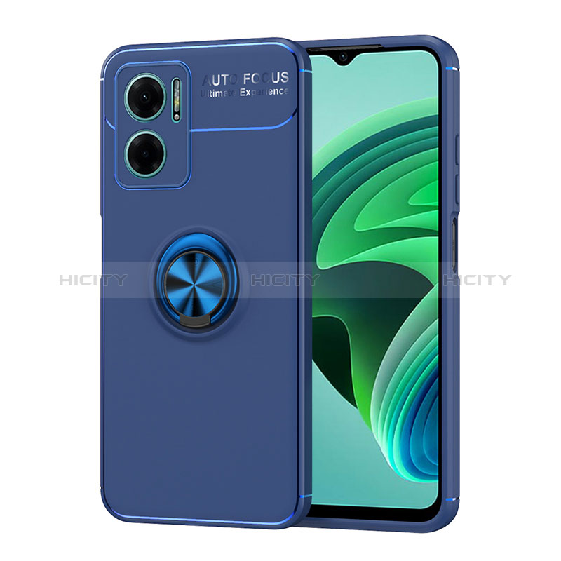 Funda Silicona Carcasa Ultrafina Goma con Magnetico Anillo de dedo Soporte SD1 para Xiaomi Redmi 10 5G Azul