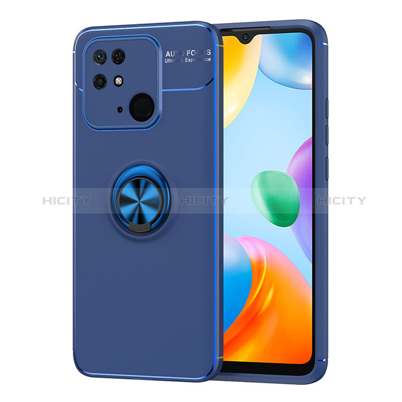 Funda Silicona Carcasa Ultrafina Goma con Magnetico Anillo de dedo Soporte SD1 para Xiaomi Redmi 10 Power Azul