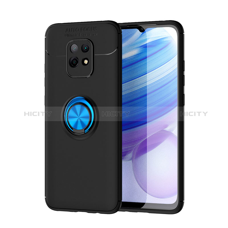 Funda Silicona Carcasa Ultrafina Goma con Magnetico Anillo de dedo Soporte SD1 para Xiaomi Redmi 10X 5G Azul y Negro