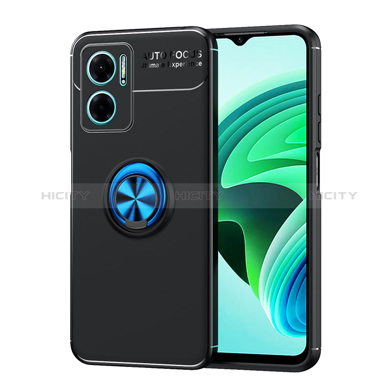 Funda Silicona Carcasa Ultrafina Goma con Magnetico Anillo de dedo Soporte SD1 para Xiaomi Redmi 11 Prime 5G Azul y Negro