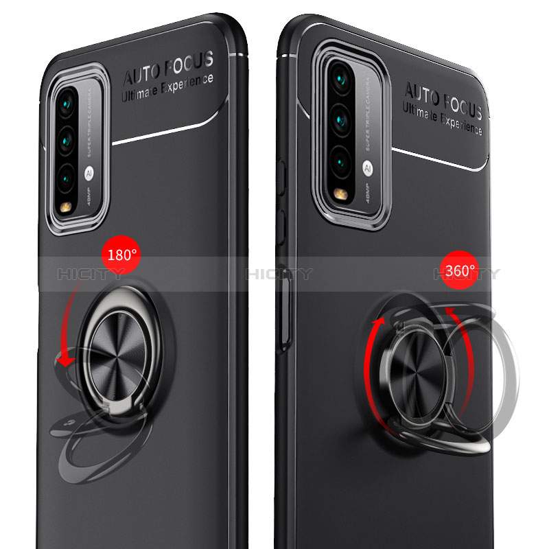 Funda Silicona Carcasa Ultrafina Goma con Magnetico Anillo de dedo Soporte SD1 para Xiaomi Redmi 9 Power