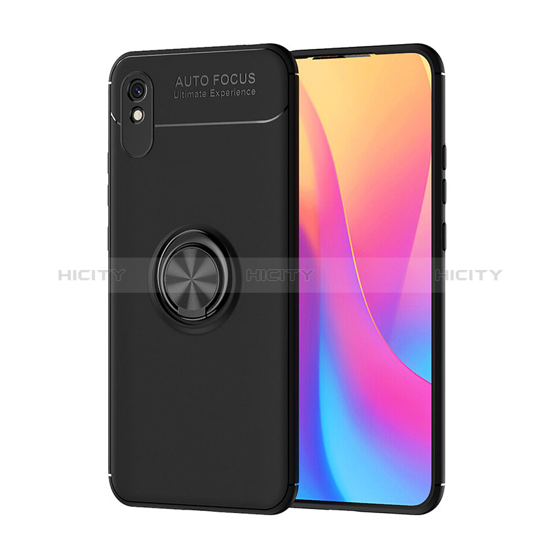 Funda Silicona Carcasa Ultrafina Goma con Magnetico Anillo de dedo Soporte SD1 para Xiaomi Redmi 9A Negro